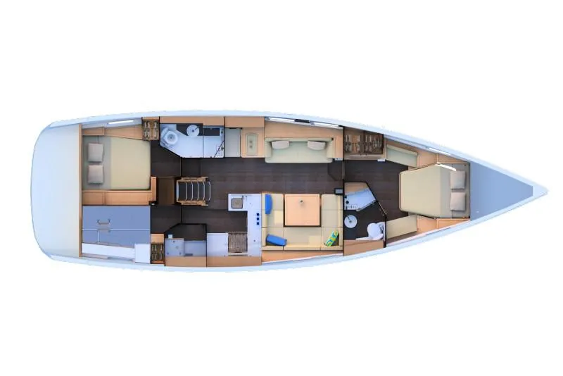 Slide: The Image of Manufacturer Provided Image: 2018 Jeanneau 51 yacht interior layout with three cabins and two bathrooms. - 35