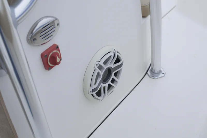 Slide: The Image of 2020 Key West 239 FS boat interior with speaker and control panel. - 11