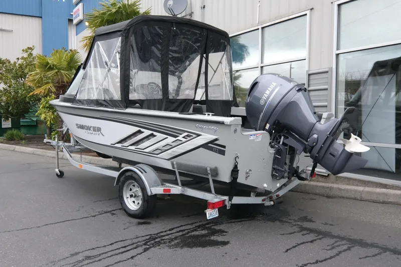 Slide: The Image of 2023 SMOKERCRAFT 172 Osprey boat with Yamaha outboard motor on trailer. - 5