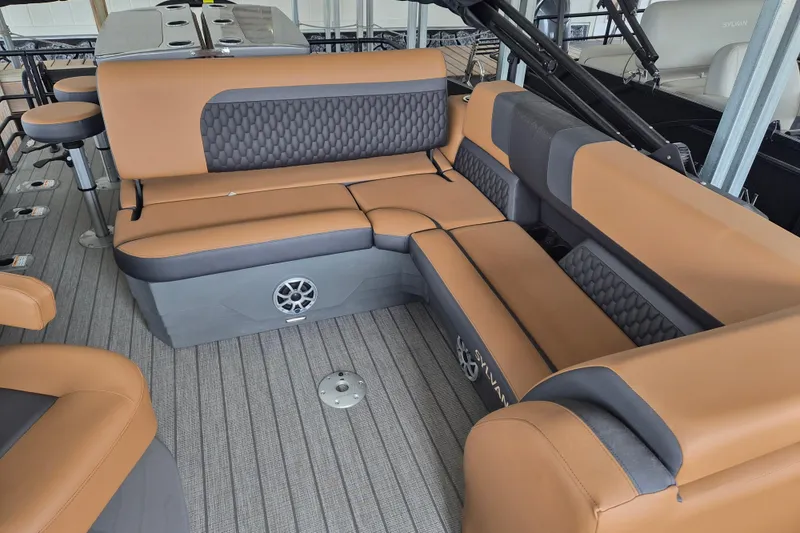 Slide: The Image of Luxurious seating on 2026 Sylvan L3 DLZ Bar pontoon boat with stylish upholstery. - 7