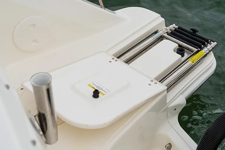 Slide: The Image of Manufacturer Provided Image: 2023 Boston Whaler 240 Vantage swim platform with retractable ladder. - 15
