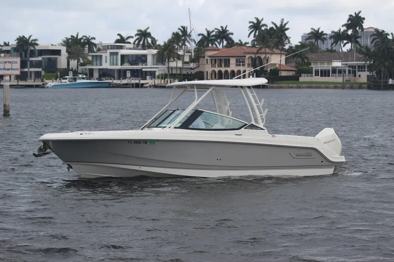 Slide: The Image of 2023 Boston Whaler 240 Vantage interior storage compartment, showcasing spacious design and functionality. - 21