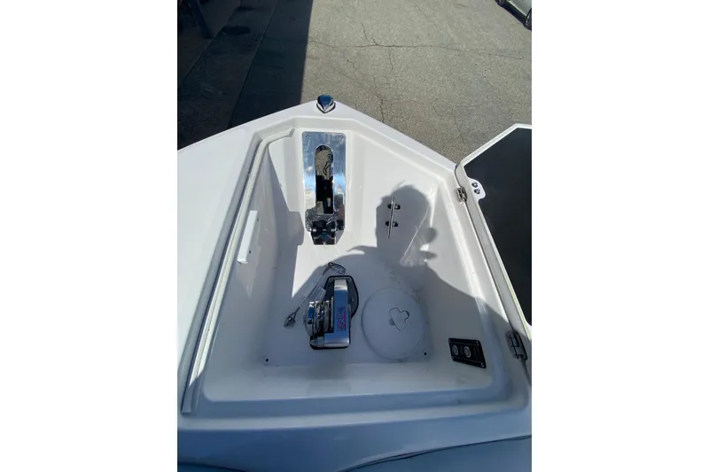 Slide: The Image of Bow area of 2026 Sea Fox 268 Commander boat, featuring anchor storage and hatch. - 19