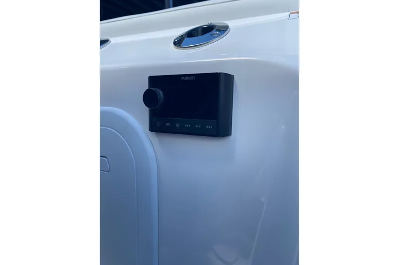 Slide: The Image of Fusion audio system on 2026 Sea Fox 268 Commander boat dashboard. - 26
