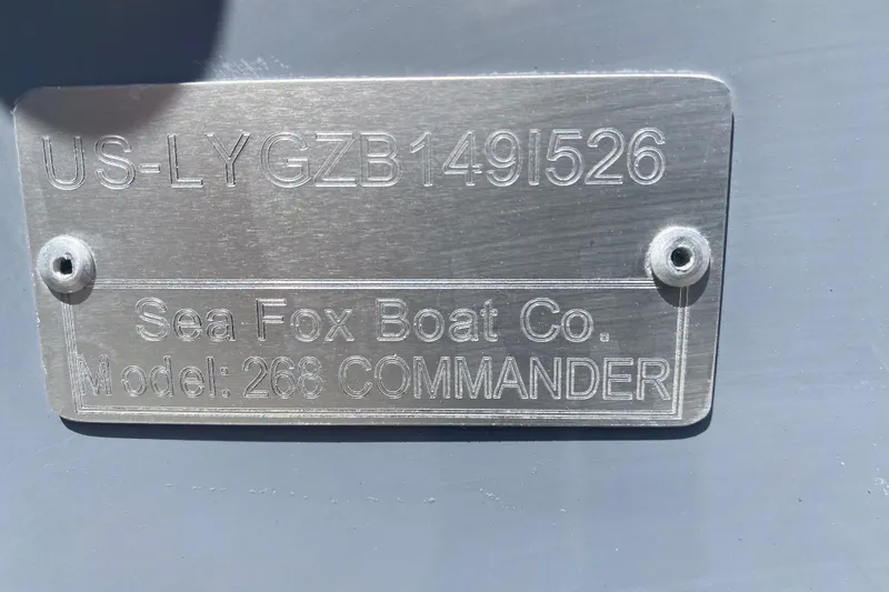 Slide: The Image of Metal identification plate for 2026 Sea Fox 268 Commander boat. - 27