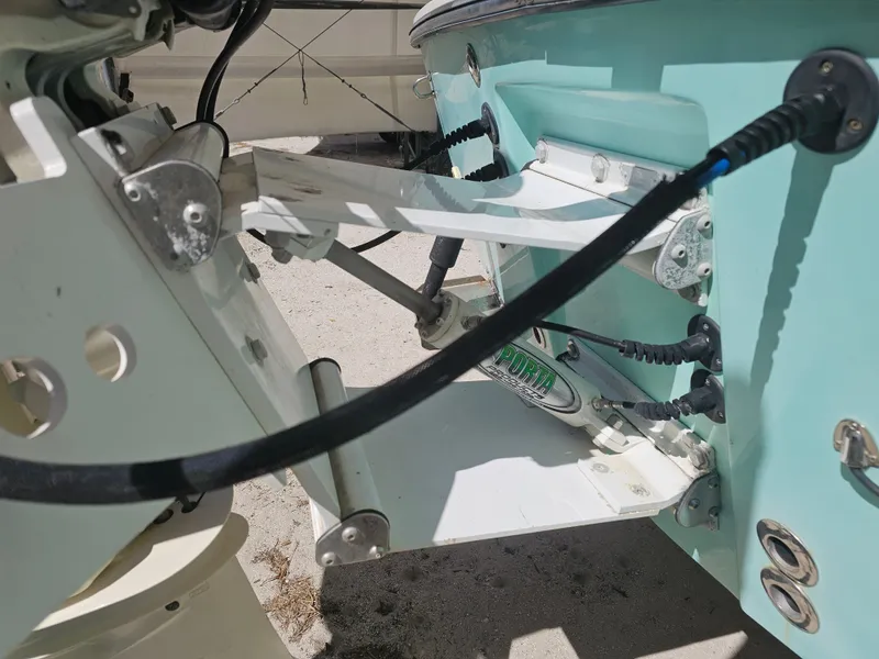 Slide: The Image of Dorado 23 boat motor mount, year 2000, close-up view. - 13