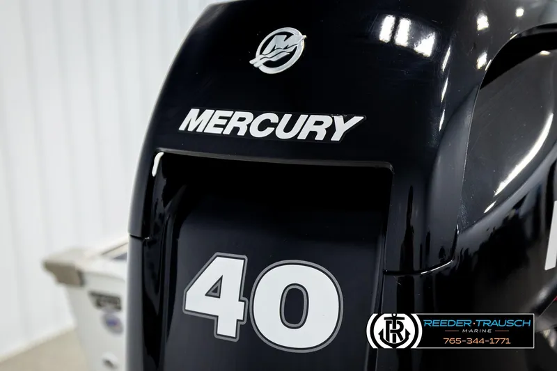 Slide: The Image of Mercury 40 horsepower outboard motor on 2025 Lund 1600 Fury SS boat. - 38