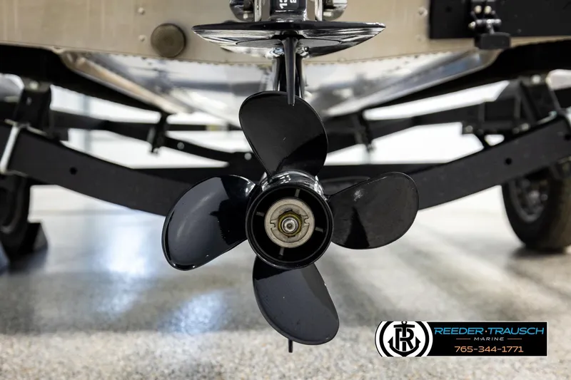 Slide: The Image of Close-up of 2025 Lund 1600 Fury SS boat propeller on trailer. - 39