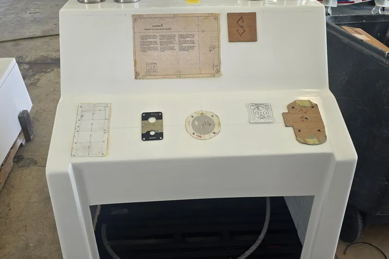 Slide: The Image of 2023 Albury Brothers 23 Forward Seating console with templates and diagrams displayed. - 3
