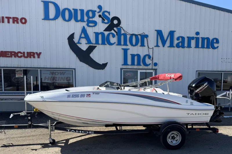 The Image of 2021 Tahoe T16 boat on trailer at Doug's Anchor Marine dealership. - 0