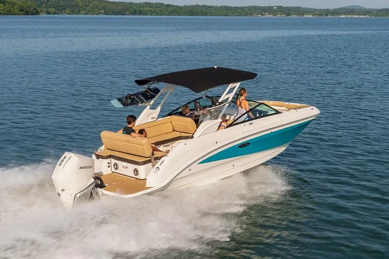 Slide: The Image of Manufacturer Provided Image: 2022 Sea Ray SDX 250 Outboard cruising on a lake with passengers. - 35