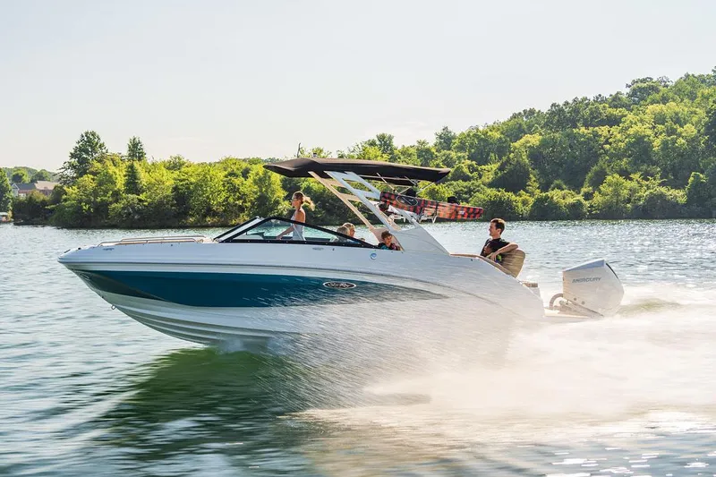 Slide: The Image of Manufacturer Provided Image: 2022 Sea Ray SDX 250 Outboard cruising on a lake with passengers. - 36