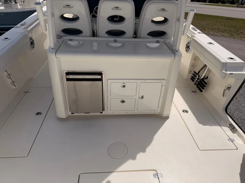 Slide: The Image of Interior view of the 2025 Cobia 350 Center Console boat. - 24