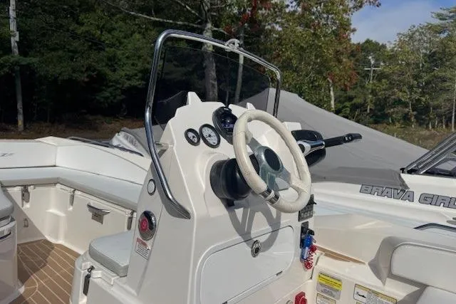 Slide: The Image of 2018 Zar Formenti 49 SL boat cockpit with steering wheel and control panel. - 4