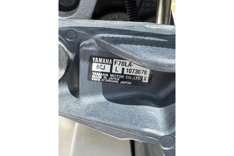 Slide: The Image of Label on Yamaha motor part, model F70LA, made in Japan, on Zar Formenti 49 SL, 2018. - 6