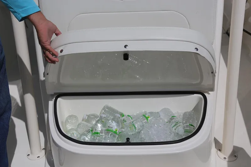 Slide: The Image of Manufacturer Provided Image: 2018 Cobia 261 Center Console cooler with ice and water bottles. - 19