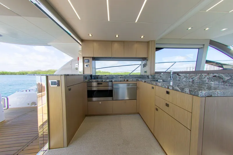 Slide: The Image of Luxurious kitchen interior on 2018 Sunseeker Manhattan 52 yacht with modern appliances. - 40