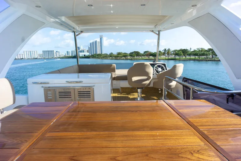 Slide: The Image of Luxurious 2018 Sunseeker Manhattan 52 yacht interior with scenic waterfront view. - 70