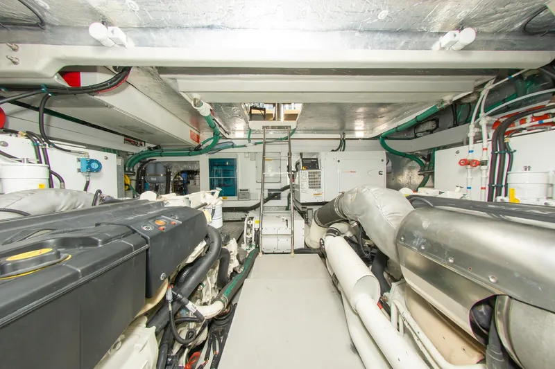 Slide: The Image of Engine room of 2018 Sunseeker Manhattan 52 yacht, showcasing machinery and equipment. - 87