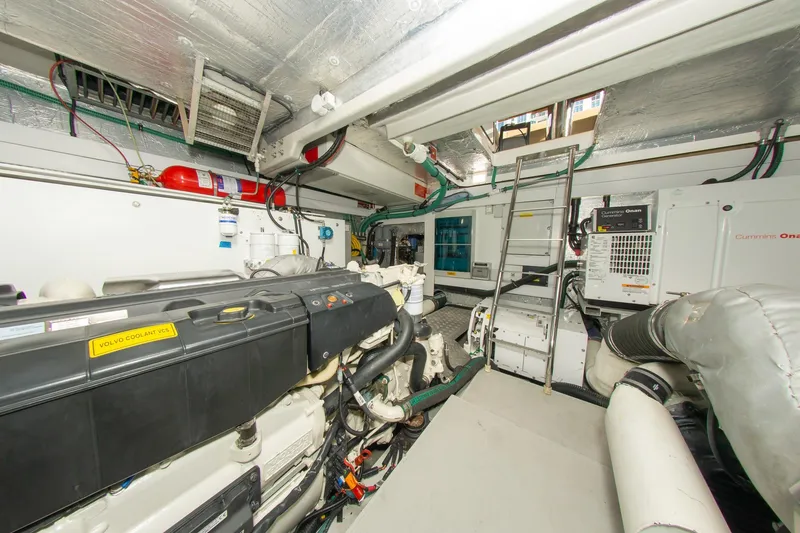 Slide: The Image of Engine room of 2018 Sunseeker Manhattan 52 yacht, featuring Volvo and Cummins Onan equipment. - 88