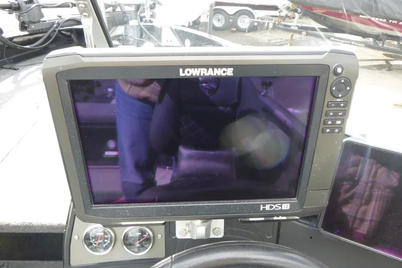 Slide: The Image of Lowrance HDS-12 fishfinder on 2019 Triton 206 Allure boat dashboard. - 17