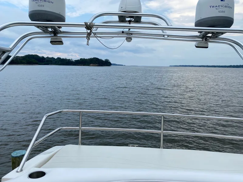Slide: The Image of View from Silverton 330 boat on calm waters, 2002 model. - 42