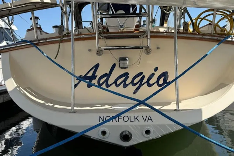 Slide: The Image of Island Packet 380 sailboat named "Adagio" docked in Norfolk, VA, 2001 model. - 22
