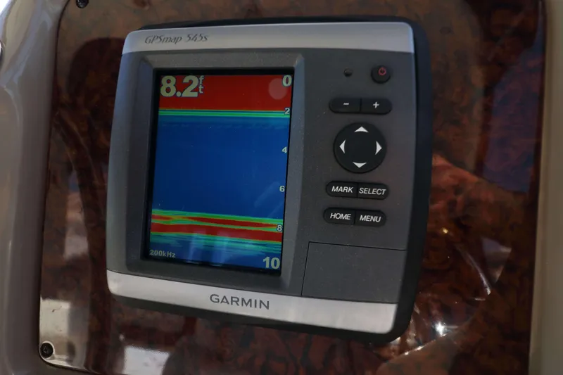 Slide: The Image of Garmin GPSmap 545s on 2004 Sea Ray Sundancer 320 displaying depth reading. - 12