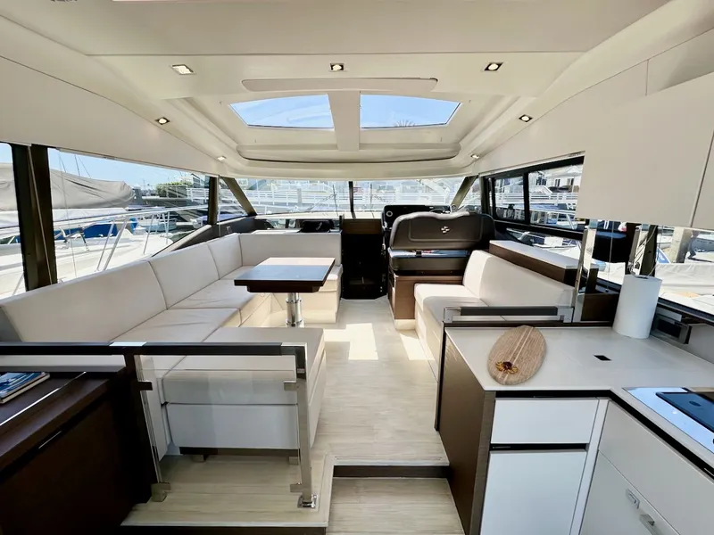 Slide: The Image of Interior of a 2020 Prestige 460 S yacht with modern design. - 20