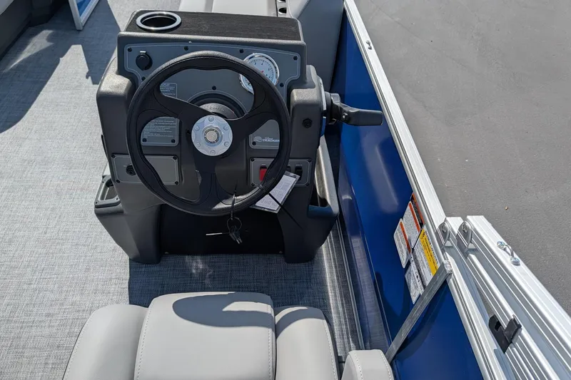Slide: The Image of Steering console of 2026 Sun Tracker Party Barge 16 DLX pontoon boat. - 4