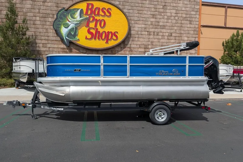 The Image of 2026 Sun Tracker Party Barge 18 DLX pontoon boat at Bass Pro Shops. - 0