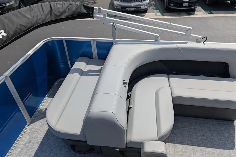 Slide: The Image of 2026 Sun Tracker Party Barge 18 DLX with spacious seating and sleek design. - 8