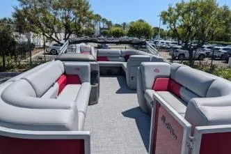 Slide: The Image of 2026 Sun Tracker Party Barge 20 DLX with spacious seating and modern design. - 6