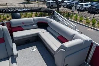 Slide: The Image of 2026 Sun Tracker Party Barge 20 DLX with spacious seating and modern design. - 7