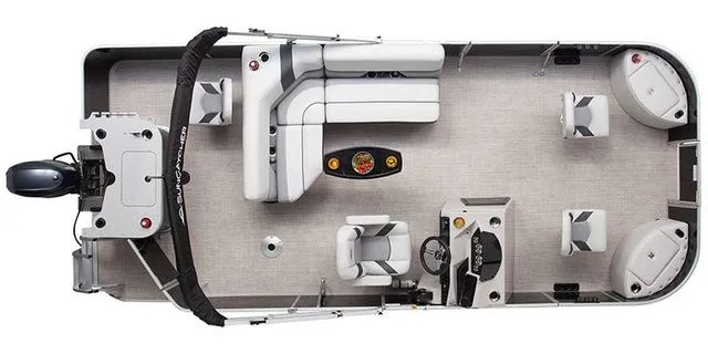 Slide: The Image of Aerial view of SunCatcher Select 20F pontoon boat, 2026 model. - 17