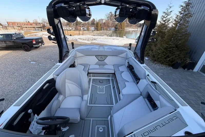 Slide: The Image of Luxurious 2026 Centurion Nv233 boat interior with plush seating and modern design. - 10