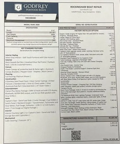 Slide: The Image of Godfrey Sweetwater 2286 SB 27" Impact Center Tube Package 2026 - 32