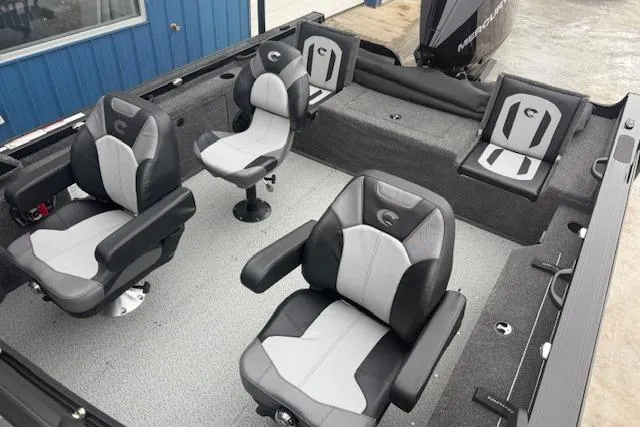 Slide: The Image of 2026 Crestliner 2050 Fish Hawk boat interior with four cushioned seats. - 20