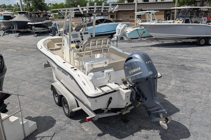 Slide: The Image of 2022 Key West 219 FS boat with Yamaha 175 engine on trailer. - 3