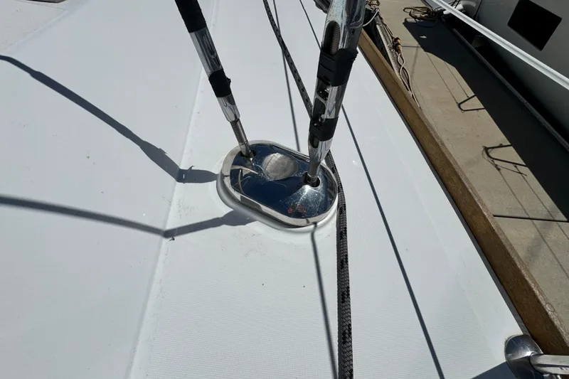 Slide: The Image of Deck rigging detail on a 2008 Beneteau 49 sailboat. - 11