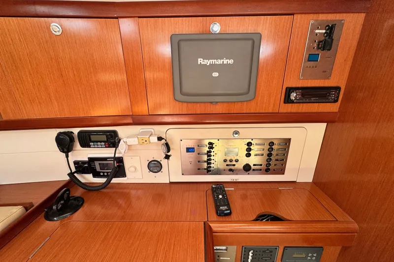 Slide: The Image of Control panel of a 2008 Beneteau 49 yacht with Raymarine equipment. - 31