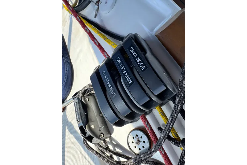 Slide: The Image of Close-up of sailing rigging on a 2008 Beneteau 49 yacht. - 47