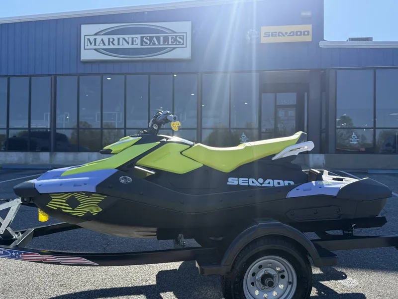 The Image of 2024 Sea-Doo Spark 3up Trixx in front of Marine Sales building. - 1