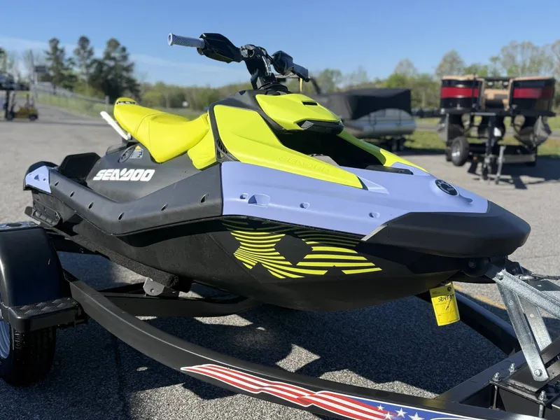 Slide: The Image of 2024 Sea-Doo Spark 3up Trixx jet ski on trailer. - 16