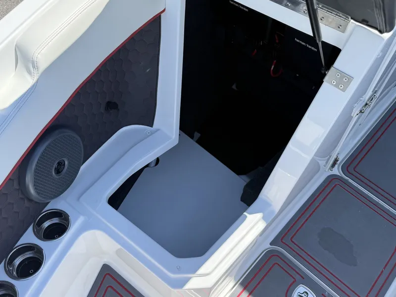 Slide: The Image of Interior of 2026 Cobalt R6 Surf with speaker and cup holders. - 12