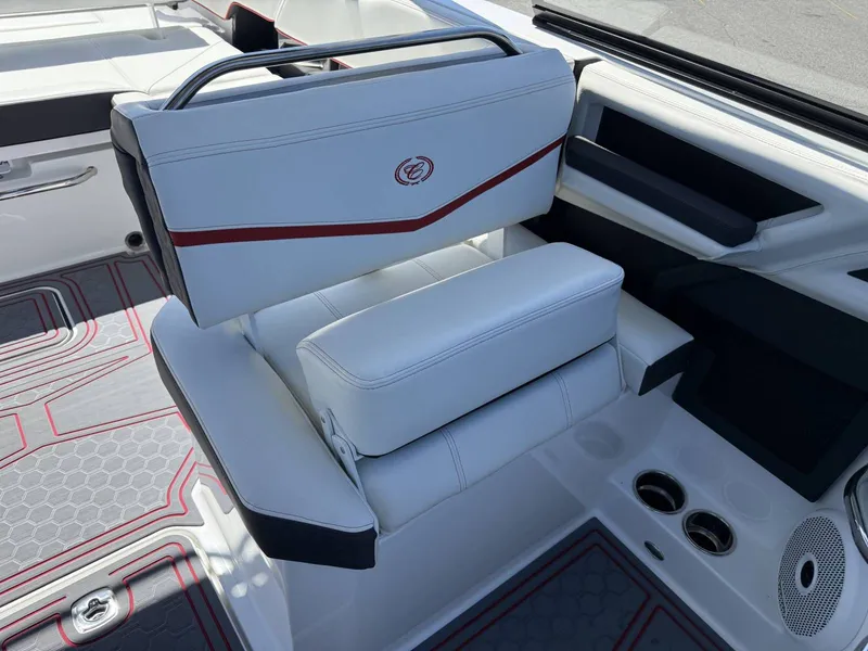 Slide: The Image of Interior of 2026 Cobalt R6 Surf with luxurious white seating. - 23