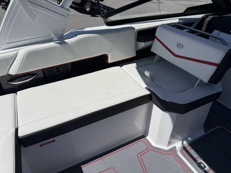 Slide: The Image of Interior of 2026 Cobalt R6 Surf with white leather seating. - 25