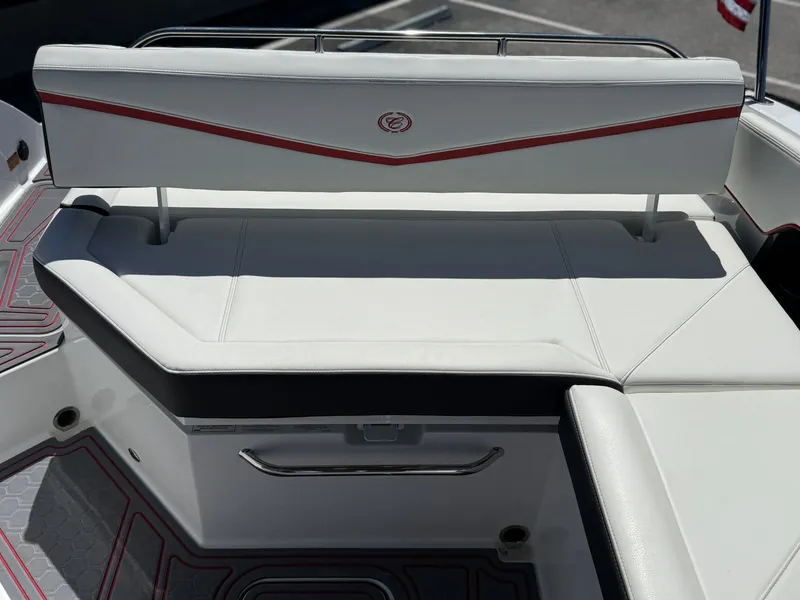 Slide: The Image of 2026 Cobalt R6 Surf boat with white seating area. - 30
