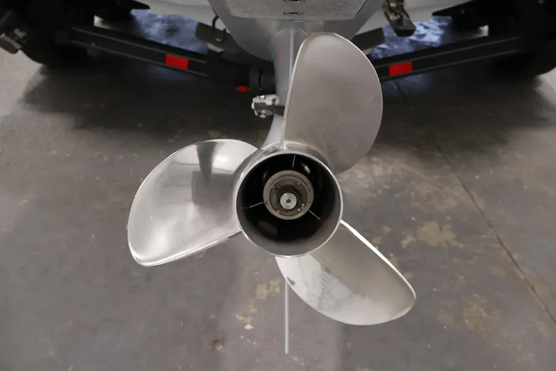 Slide: The Image of Close-up of a 2022 Ranger 1880MS boat propeller on a trailer. - 44