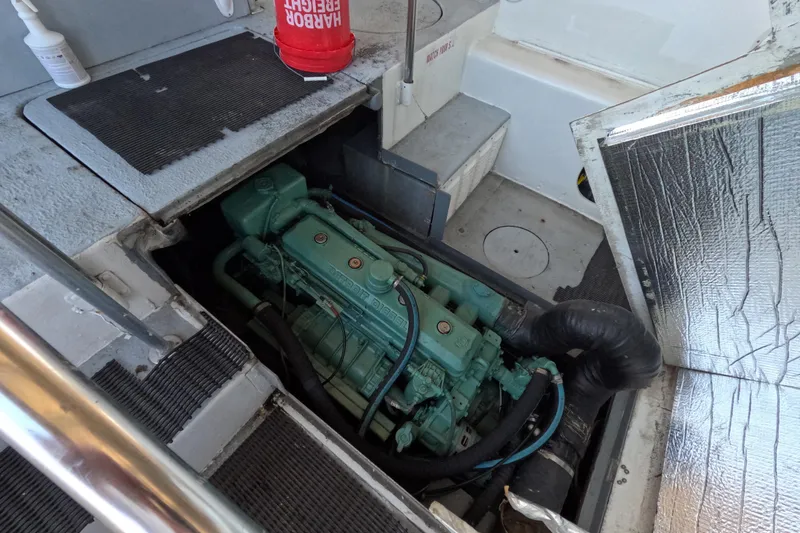 Slide: The Image of Engine compartment of a 1979 Willard Marine 50 Utility Launch boat. - 21